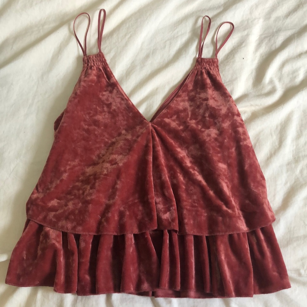 2 for $12 - Crushed Velvet Burnt Orange Top
